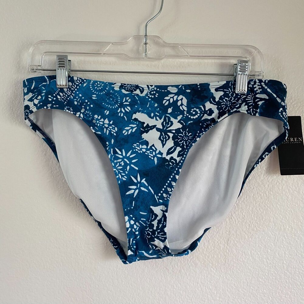 Ralph Lauren Swimwear Hipster Bikini Bottom Logo Royal Blue Size 12  NWT‎